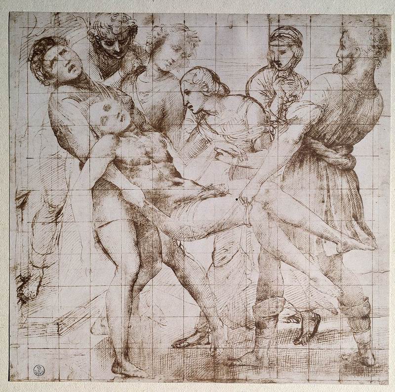 《下十字架》(复制品),拉斐尔·圣齐奥,1507,29 x 29.7cm,纸画
