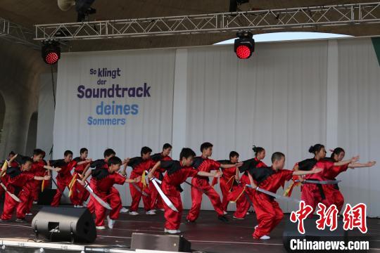 柏林文武学校带来的武术表演。 刘代铨 摄 柏林文武学校带来的武术表演。 刘代铨 摄